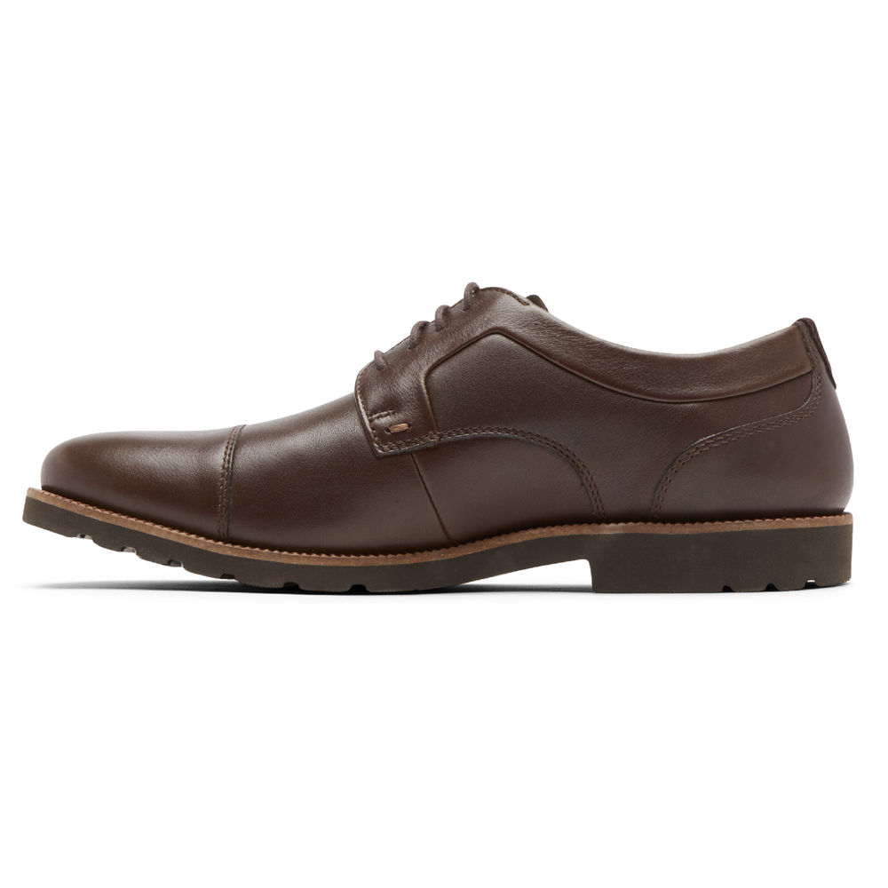 Rockport Singapore Mens Oxfords - Sharp & Ready 2 Cap Toe Dark Brown - MZ9806742